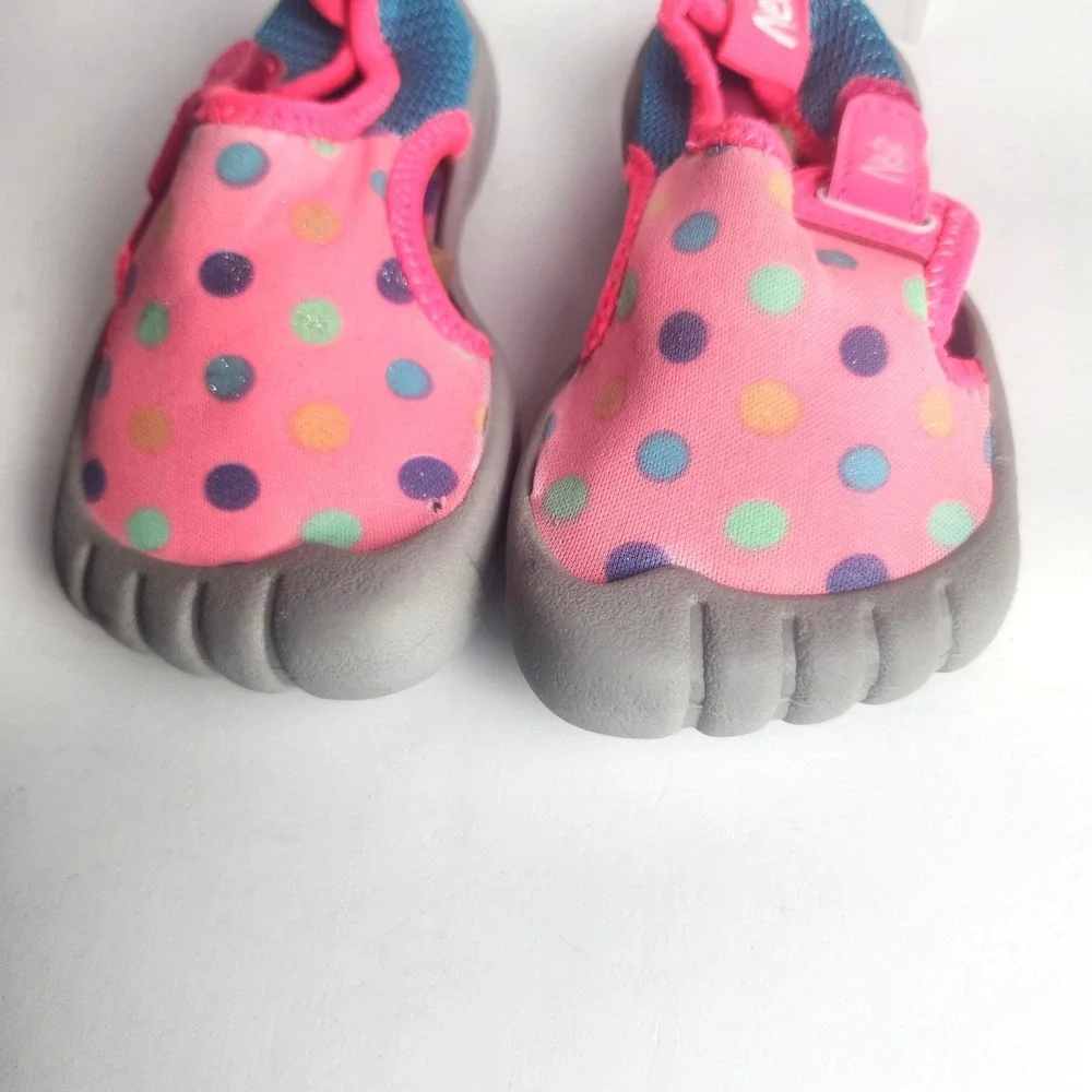 Newtz Toddler Girls Pink Polka Dot Water Shoes Mesh Aqua Socks Size‎ 5/6